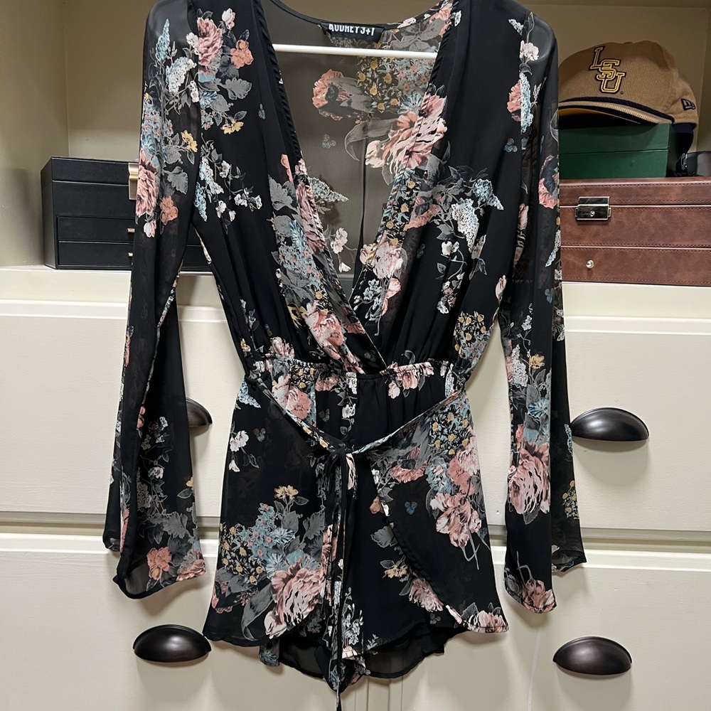 Audrey 3+1 Black Floral Jumpsuit